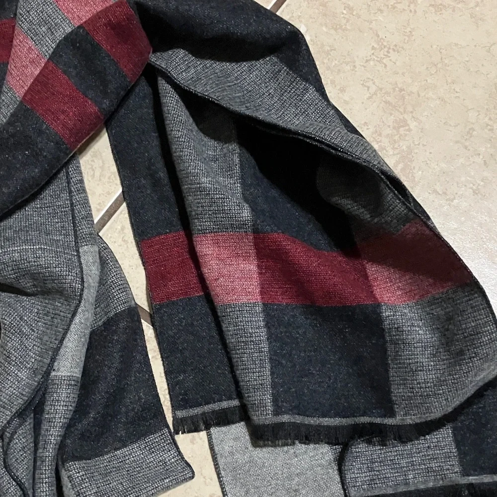 Men's Black and Red Checkered Scarf
